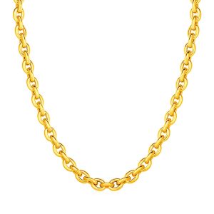 14k Yellow Gold Polished Oval Link Necklace