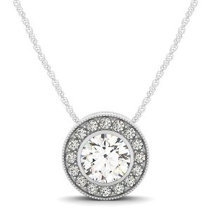 Diamond Halo with Center Bezel in 14k White Gold (5/8 cttw)