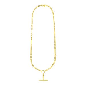 14k Yellow Gold Alternating Oval and Round Chain Necklace with Toggle