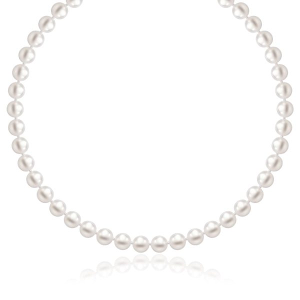 14k Yellow Gold Necklace with White Freshwater Cultured Pearls (6.0mm to 6.5mm)