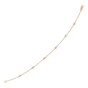 14k Rose Gold 7 inch Bracelet with Diamond Stations