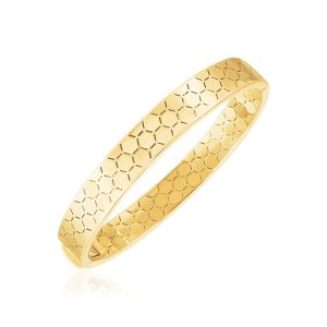 14k Yellow Gold High Polish Honeycomb Bangle (8.9mm)