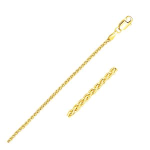 2.1mm 14k Yellow Gold Round Wheat Chain