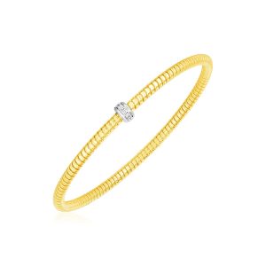 14k Yellow Gold Stretch Bangle with Diamonds