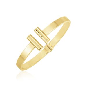 14k Yellow Gold High Polish Bar Cuff Bangle (6mm)