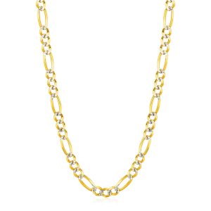 6.0mm 14K Yellow Gold Solid Pave Figaro Chain