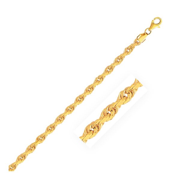 3.5mm 14k Yellow Gold Solid Diamond Cut Rope Chain